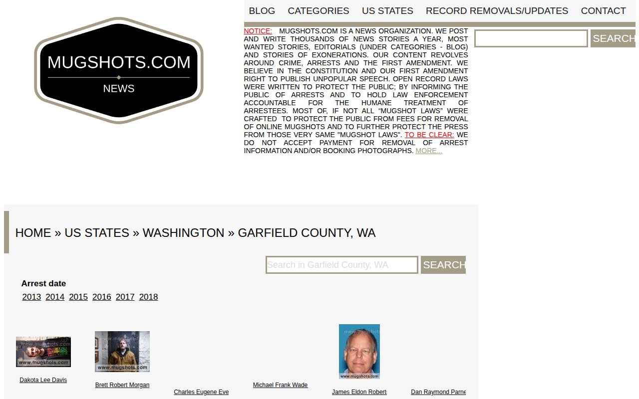 Unofficial Mugshots.com Garfield County page, not an official custody record